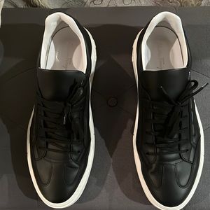 Ferragamo black leather sneakers with white soles